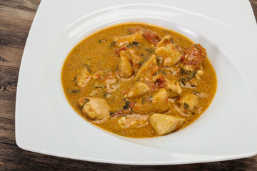 Traditional thai curry chicken soup