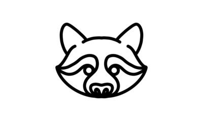 Fototapeta na wymiar Raccoon vector line icon, animal head vector line art, isolated animal illustration for logo desain