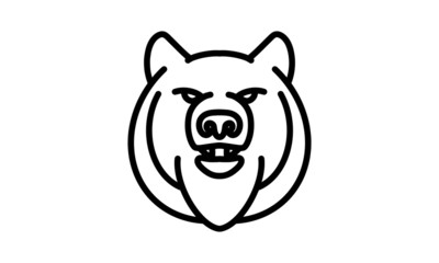 Bear vector line icon, animal head vector line art, isolated animal illustration for logo desain