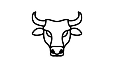 Bull vector line icon, animal head vector line art, isolated animal illustration for logo desain