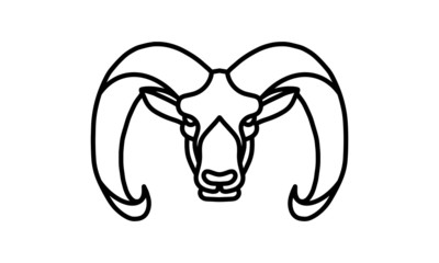 Goat vector line icon, animal head vector line art, isolated animal illustration for logo desain