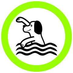 Bathing dogs allowed. Funny vector icon.