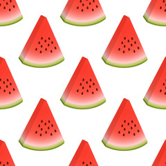 Vector watermelon seamless pattern. Slice of watermelon on white background. Colorful vector illustration gradient fill in flat style.