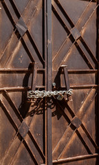 Closed Old Rusty Steel Door
