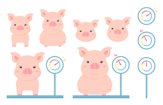体重を測る豚のイラスト