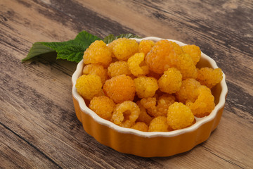 Sweet ripe tasty yellow raspberry