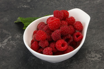 Red bright ripe sweet raspberry