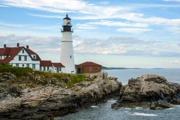 Fototapeta na wymiar Portland Head Light, the Oldest Lighthouse in Maine At Low Tide