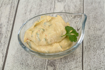 Hummus snack with olive oil