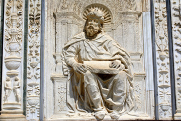 Fototapeta premium Pavia (PV), Italy - June 09, 2018: Certosa di Pavia details of facade, Pavia, Lombardy, Italy