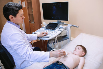 Ultrasound examination in a medical clinic.