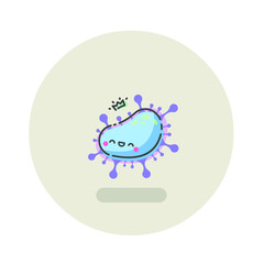 Vector illustration of virus bacteria cute cartoon character, little monster. infection icon baby picture. 