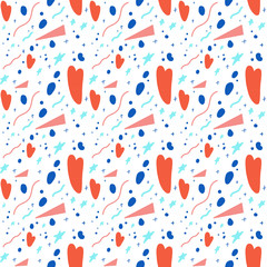 seamless pattern with hearts, stars and abstract shapes. 