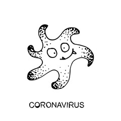 Vector Doodle Coronavirus or Cartoon Monster Vector Illustration
