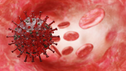 Coronavirus im Körper als 3D Rendering