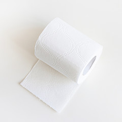 Roll of toilet paper. Top view. Single object