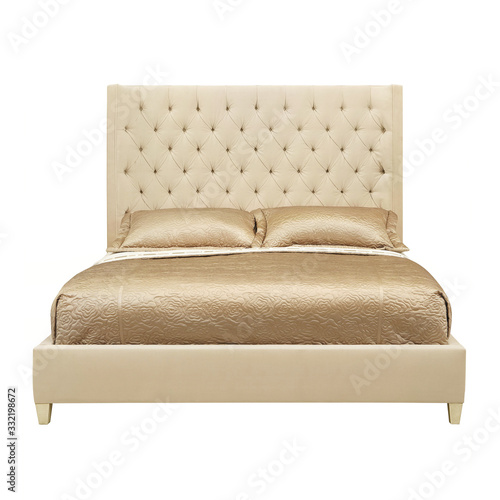 Bed Isolated On White Background King, White Tufted King Size Platform Bed