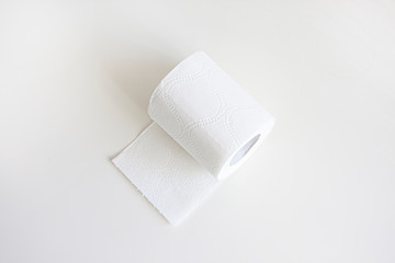 Roll of toilet paper. Top view. Single object