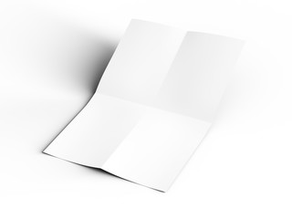Sheet of paper folded to four. Letter or poster mockup. 3d illustration