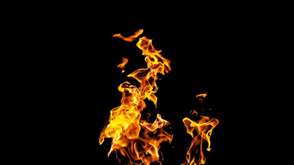 Fire flames on black background. fire on black background isolated. fire patterns