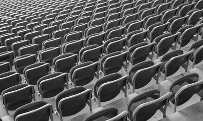 seats at the stadium without the spectators due to the Corona Vi