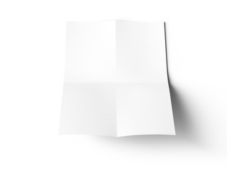Sheet of paper folded to four. Letter or poster mockup. 3d illustration
