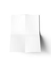 Sheet of paper folded to four. Letter or poster mockup. 3d illustration