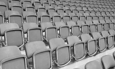 empty seats at the stadium without the spectators due to the Cor