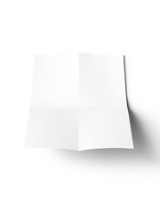 Sheet of paper folded to four. Letter or poster mockup. 3d illustration