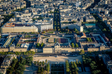  Aerial cityscape of Paris taken from the top of the Eiffel Tower at a sunny afternoon