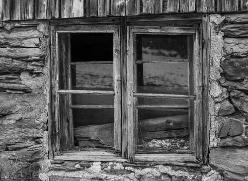 old wooden window in a barn in Norway