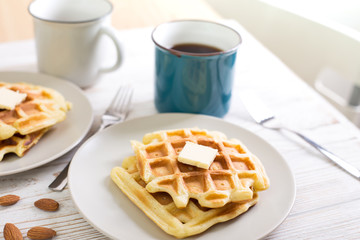 Belgian waffles and tea