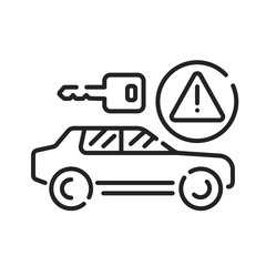 Car rental scam black line icon. Tricking victims into paying a deposit or the full rental fee before receiving the car. Pictogram for web page, mobile app, promo.