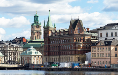 April 22, 2018. Stockholm, Sweden. Panorama of the historic center of Stockholm in clear weather.