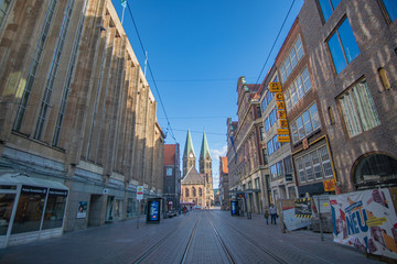 Ghost Town - Deserted Inner City of Bremen in the sun - obrazy, fototapety, plakaty