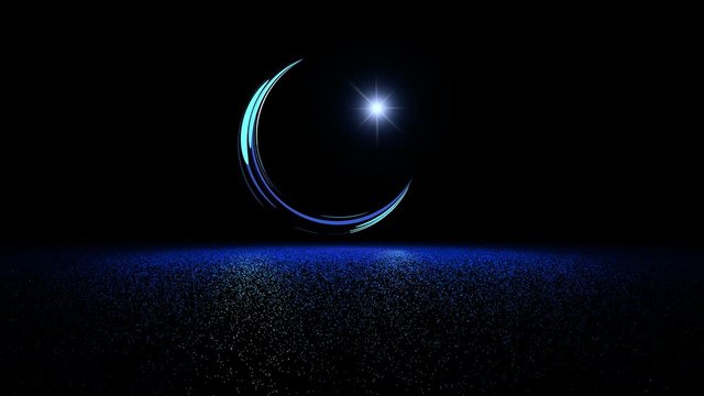 The symbol of Islam, the moon and the star. Ramadan celebration. 3d illustration
