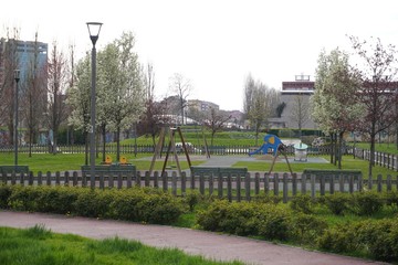 Europe, Italy, Milan March 2020 - Closed parks and deserted roads after the new restrictive ordinance for the Lombardy region during the n-cov19 coronavirus epidemic emergency