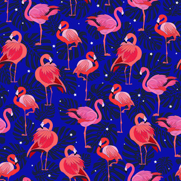 seamless pattern with flamingos birds © Yana