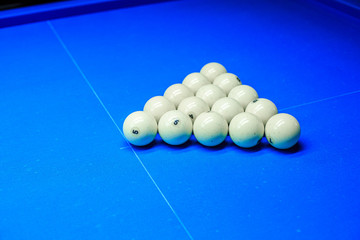 Billiard balls on the table during the game