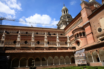 Fototapeta premium Pavia (PV), Italy - June 09, 2018: Certosa di Pavia area and Carthusian Monastery inside , Pavia, Lombardy, Italy