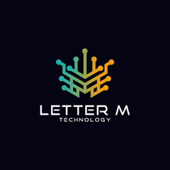 Digital logo letter M Icon logo design element - vector