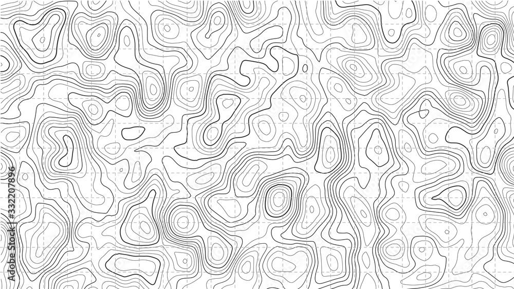 Poster topographic contour map on white background. vector grid map.