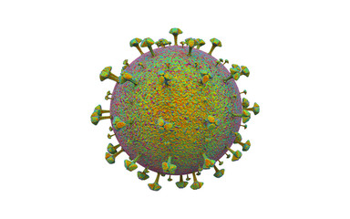 3d rendering. Dangerous green Covid-19 corona virus sign symbol with clipping path isolated on white background.