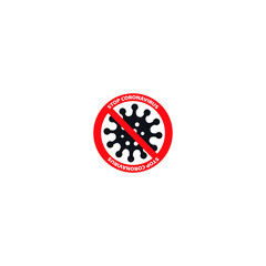 Coronavirus Icon with Red Prohibit Sign, 2019-nCoV Novel Coronavirus Bacteria. No Infection and Stop Coronavirus Concepts. 
