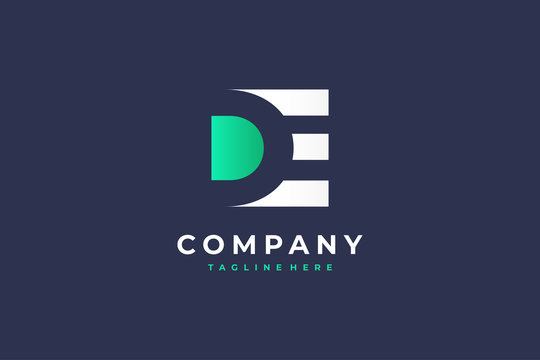 Negative Space Initial Letter D and E Linked Logo. Flat  Vector Business Logo Design Template Element.