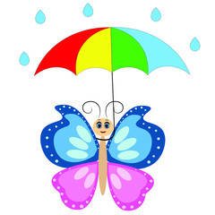 cute colorful butterfly cartoon illustration