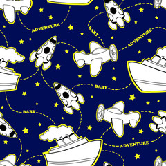 seamless pattern with moon and stars
