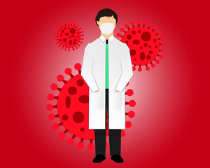 medical mask doctor and viruses, graphics, banner, vector.