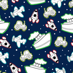 seamless pattern with space and baby toys