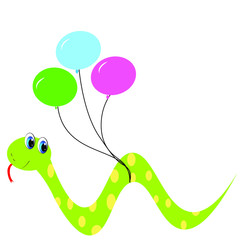 cute green snake cartoon illustration